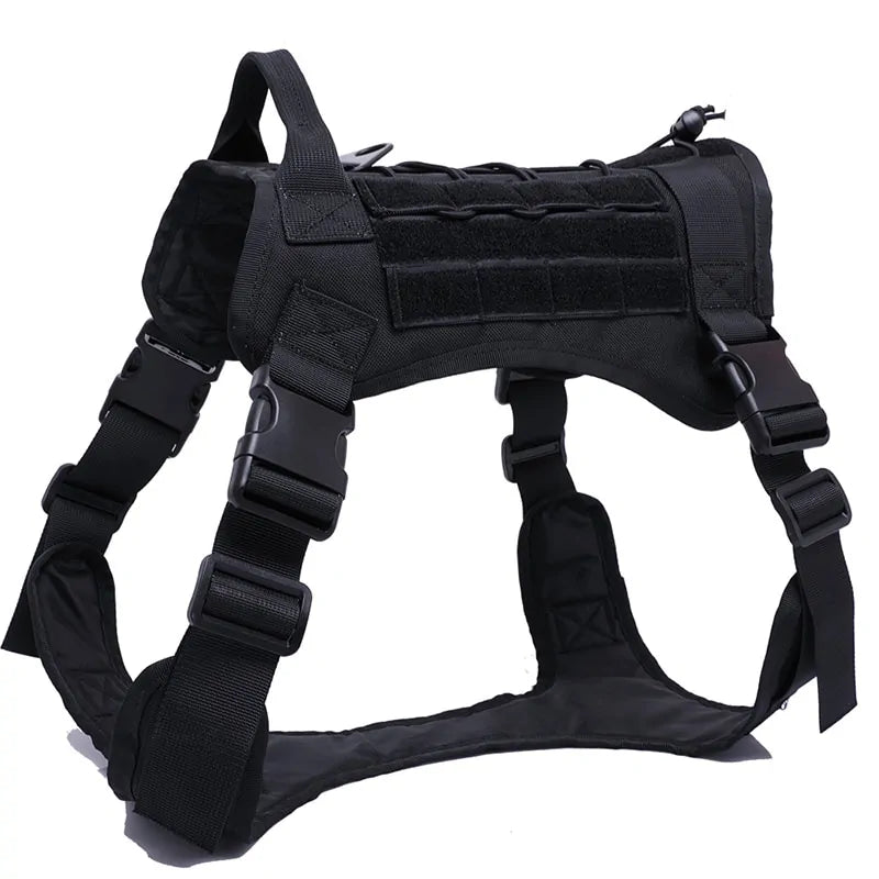 Nylon Tactical Dog Harness With Handle and Bungee Leash