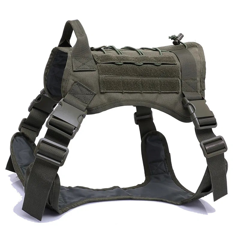 Nylon Tactical Dog Harness With Handle and Bungee Leash