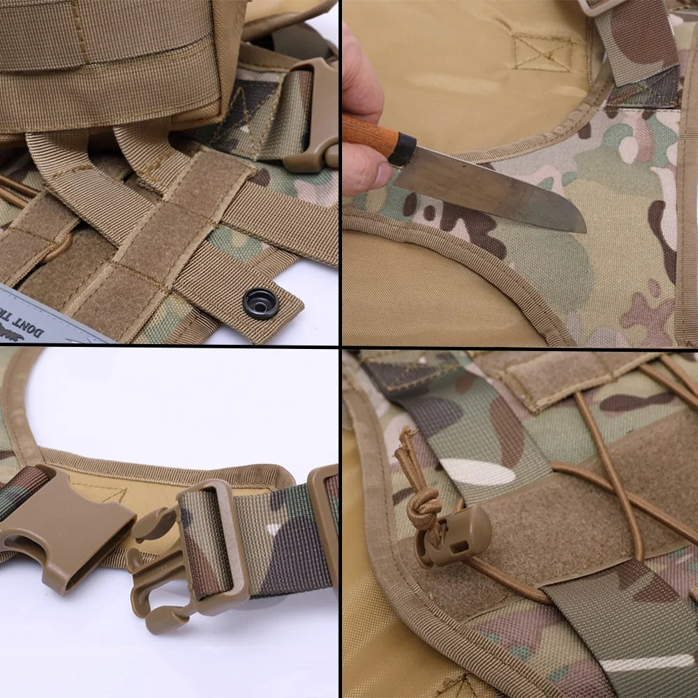 Nylon Tactical Dog Harness With Handle and Bungee Leash